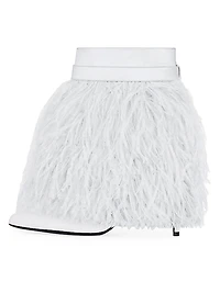 Shark Lock Stiletto Ankle Boots in Satin with Feathers