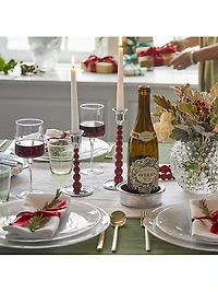 String Of Pearls Pearled Red 2-Piece Candlestick Set