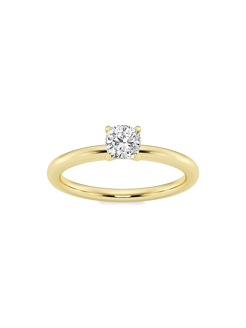 14K Yellow Gold & Cushion-Cut Lab-Grown Diamond Solitaire Ring/0.50-5.00 TCW