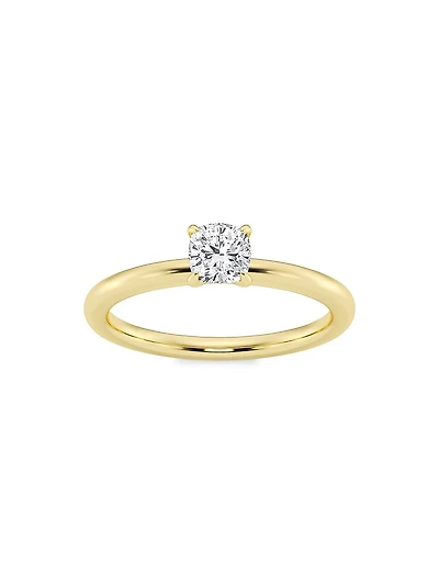 14K Gold & Cushion-Cut Lab-Grown Diamond Solitaire Ring/0.50-5.00 TCW