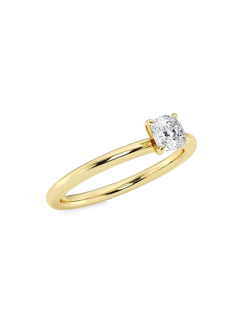14K Yellow Gold & Cushion-Cut Lab-Grown Diamond Solitaire Ring/0.50-5.00 TCW