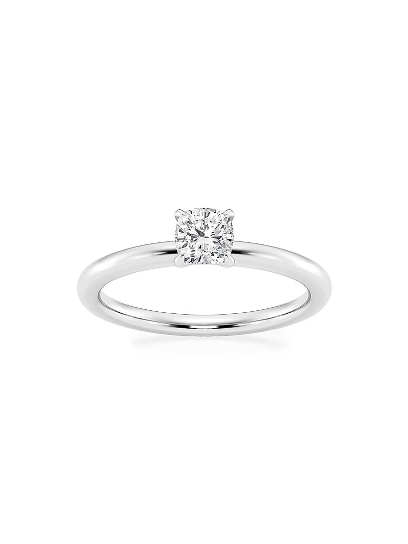 14K White Gold & Cushion-Cut Lab-Grown Diamond Solitaire Ring/0.50-5.00 TCW