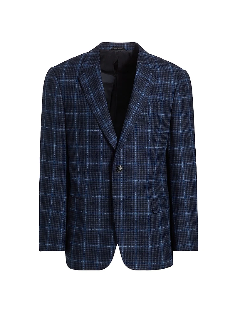 Plaid Wool Single-Breasted Jacket