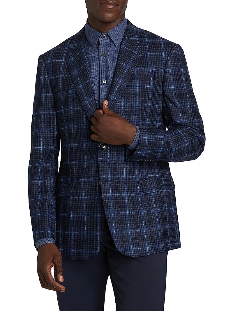 Plaid Wool Single-Breasted Jacket