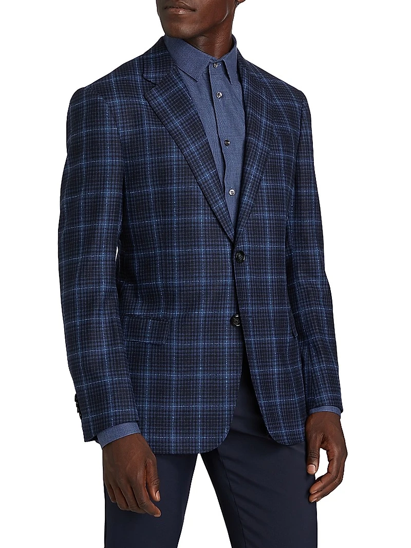 Plaid Wool Single-Breasted Jacket