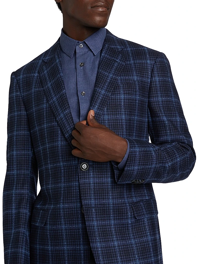 Plaid Wool Single-Breasted Jacket