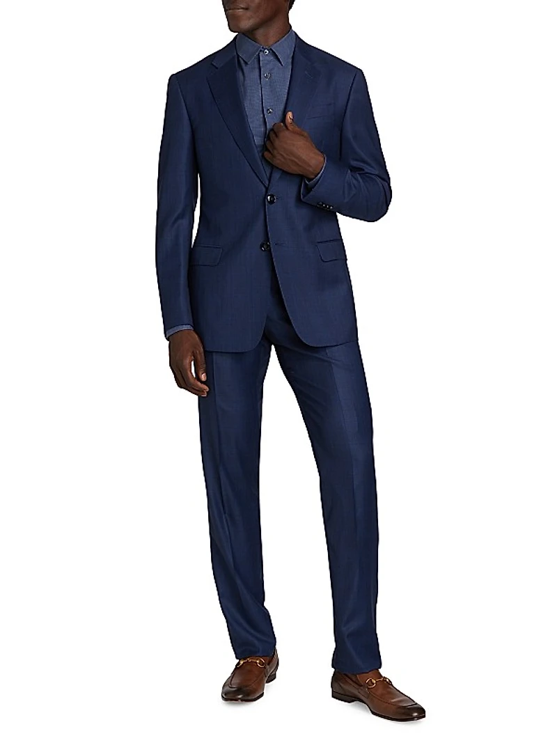 Windowpane Wool-Cashmere Suit