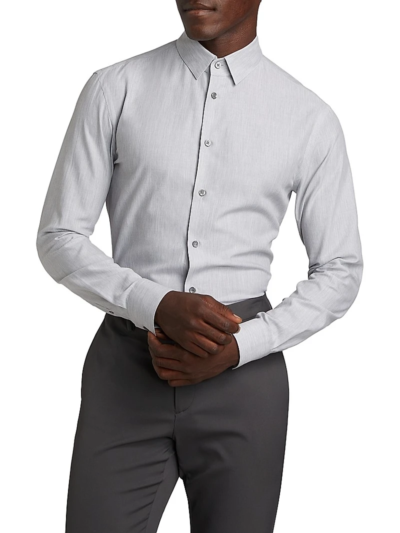 Textured Cotton Button-Up Shirt