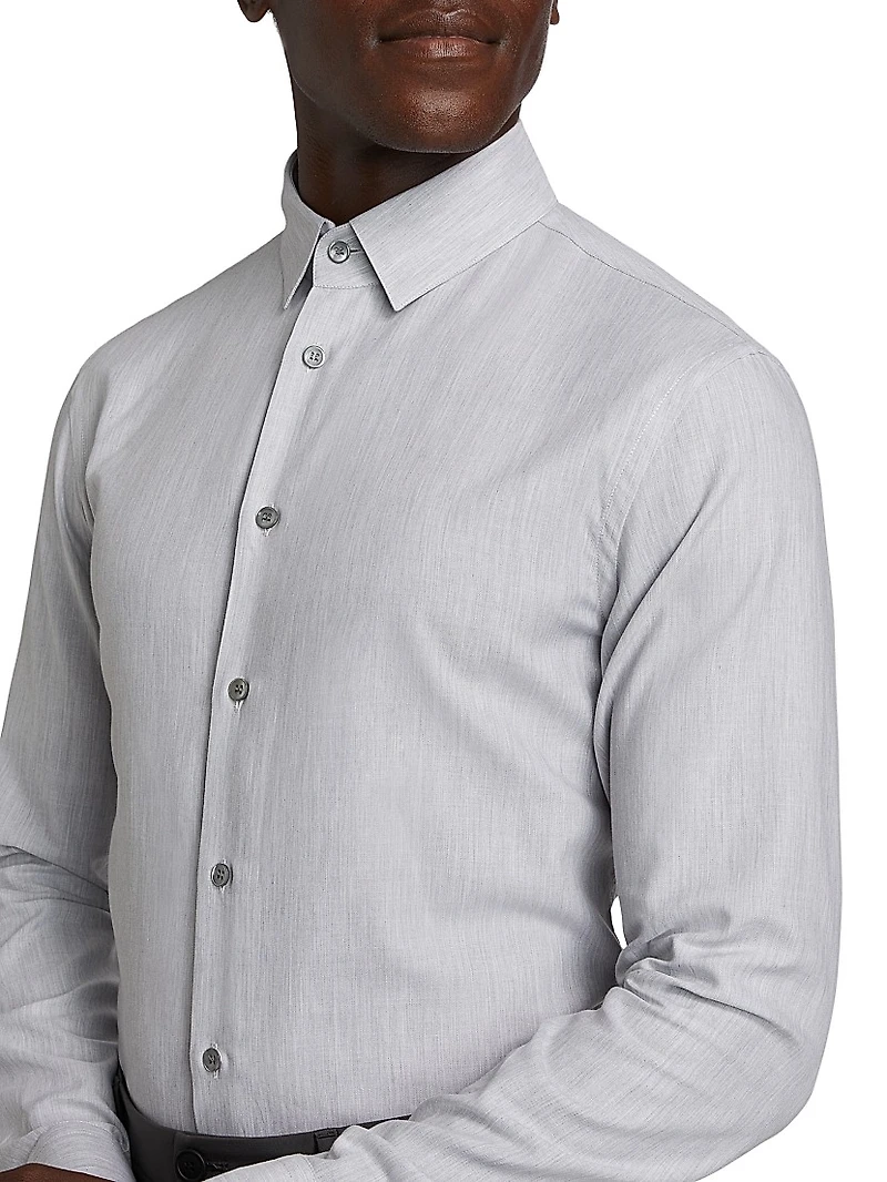 Textured Cotton Button-Up Shirt