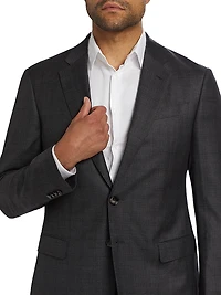 Windowpane Check Wool Suit