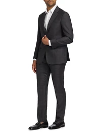 Windowpane Check Wool Suit