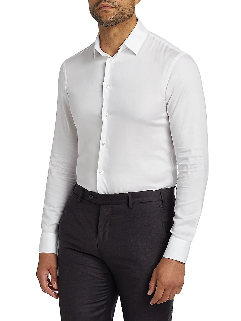 Solid Front-Button Shirt
