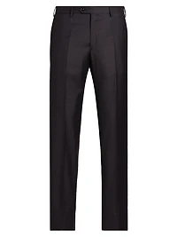 Textured Solid Wool Trousers