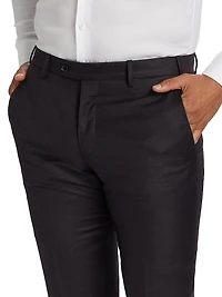 Textured Solid Wool Trousers
