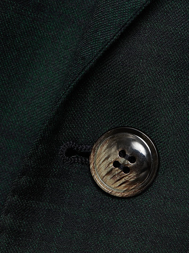 Plaid Wool-Cashmere Single-Breasted Blazer