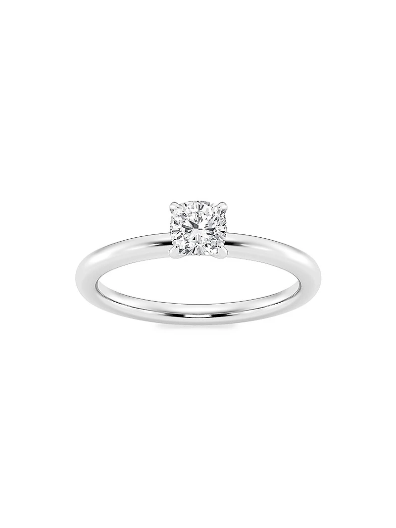 Platinum & Cushion-Cut Lab-Grown Diamond Solitaire Ring/0.50-5.00 TCW