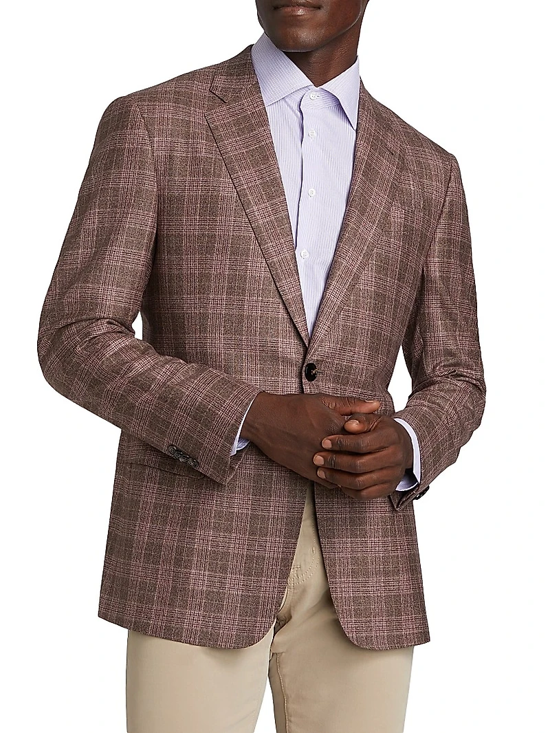Windowpane Plaid Wool Jacket
