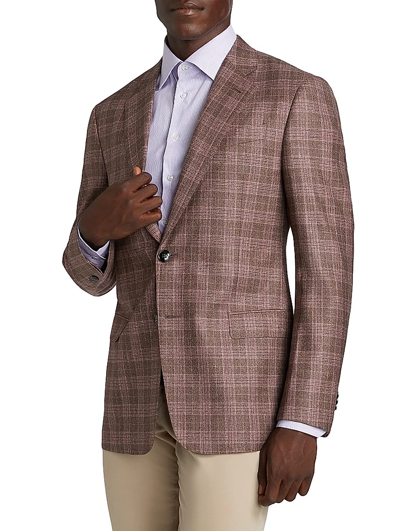 Windowpane Plaid Wool Jacket