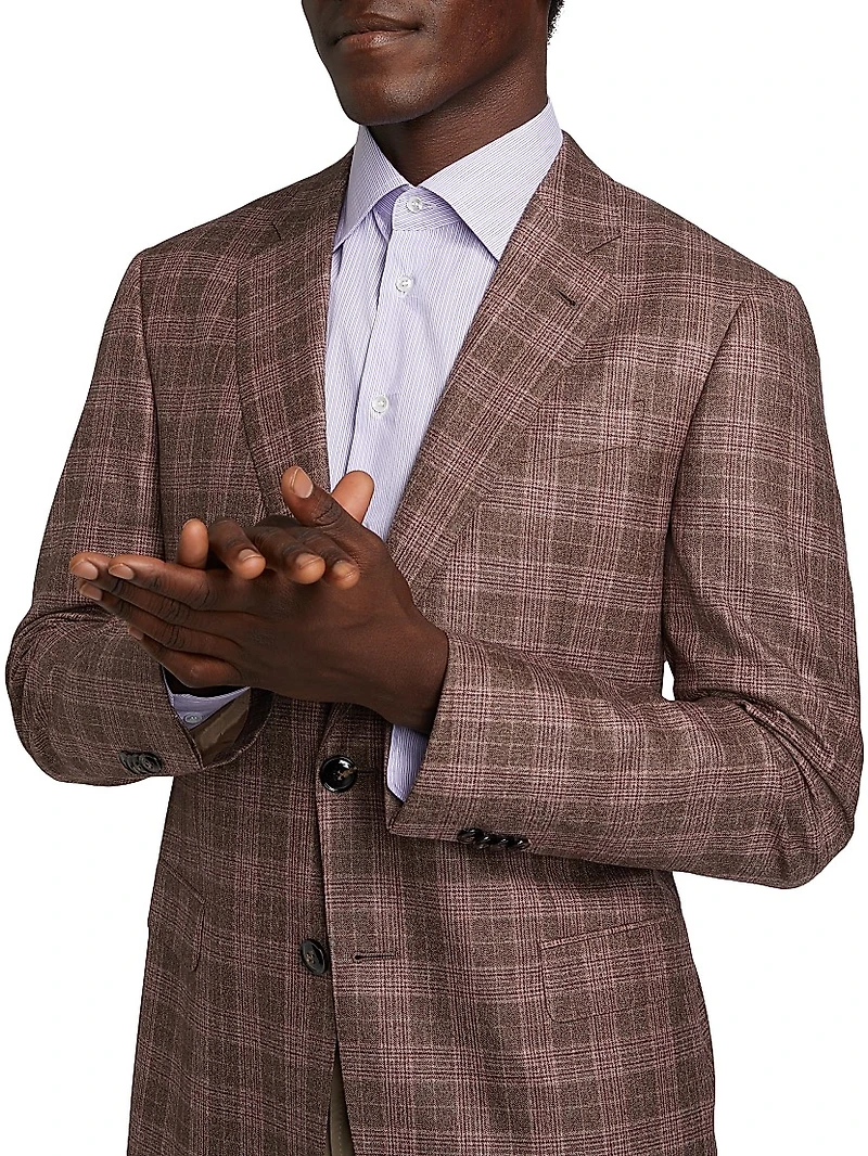 Windowpane Plaid Wool Jacket