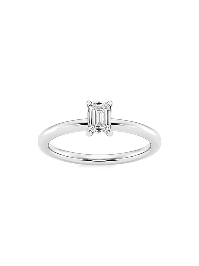 14K White Gold & Emerald-Cut Lab-Grown Diamond Solitaire Ring/0.50-5.00 TCW
