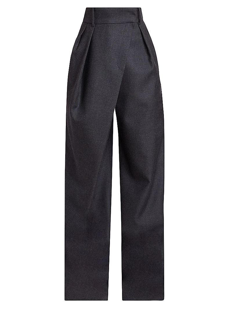 Wool-Blend Wrap Trousers