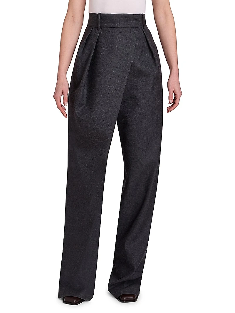 Wool-Blend Wrap Trousers