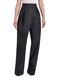 Wool-Blend Wrap Trousers