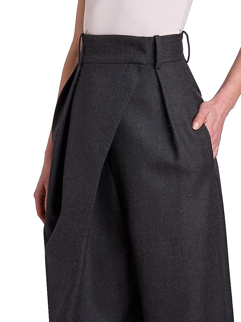 Wool-Blend Wrap Trousers