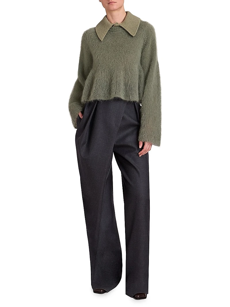 Wool-Blend Wrap Trousers