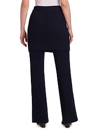 Wool Rib-Knit Skirt Trousers