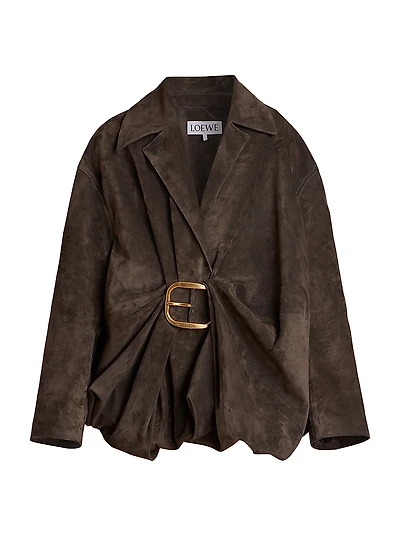 Draped Leather Buckle Top