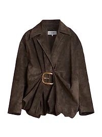 Draped Leather Buckle Top