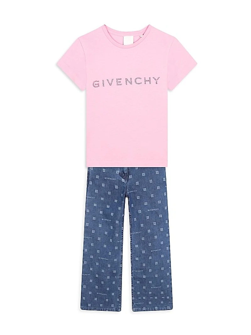 Little Girl's & Girl's Rhinestone Logo T-Shirt