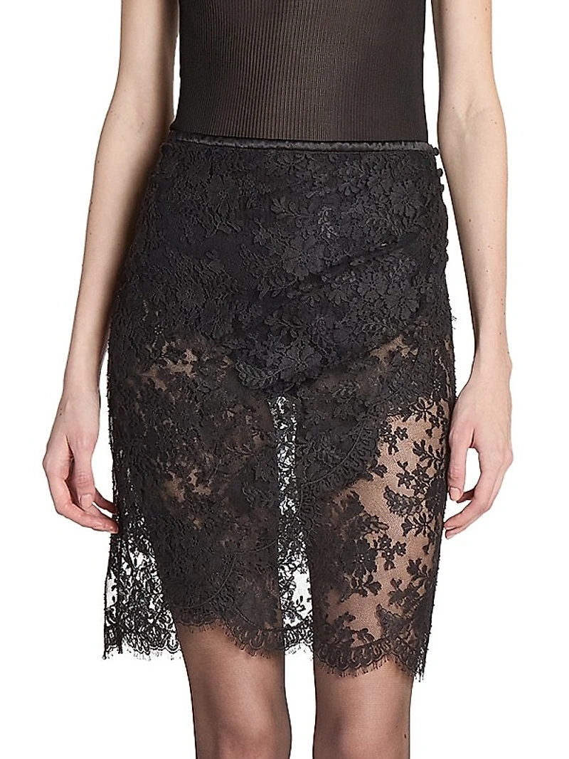 Wrap Pencil Skirt in Lace