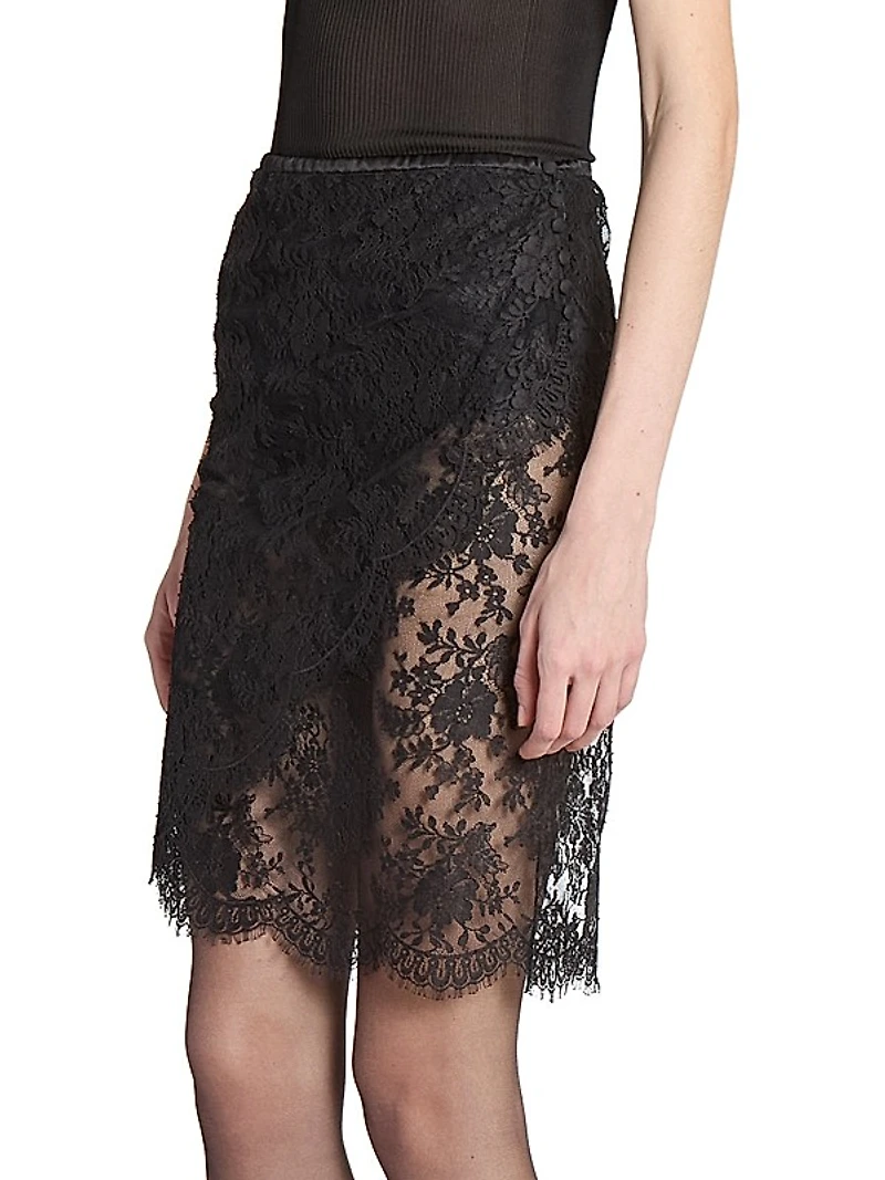 Wrap Pencil Skirt in Lace