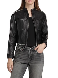 Studded Leather Biker Jacket