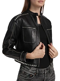 Studded Leather Biker Jacket