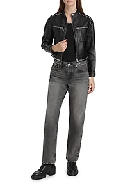 Studded Leather Biker Jacket