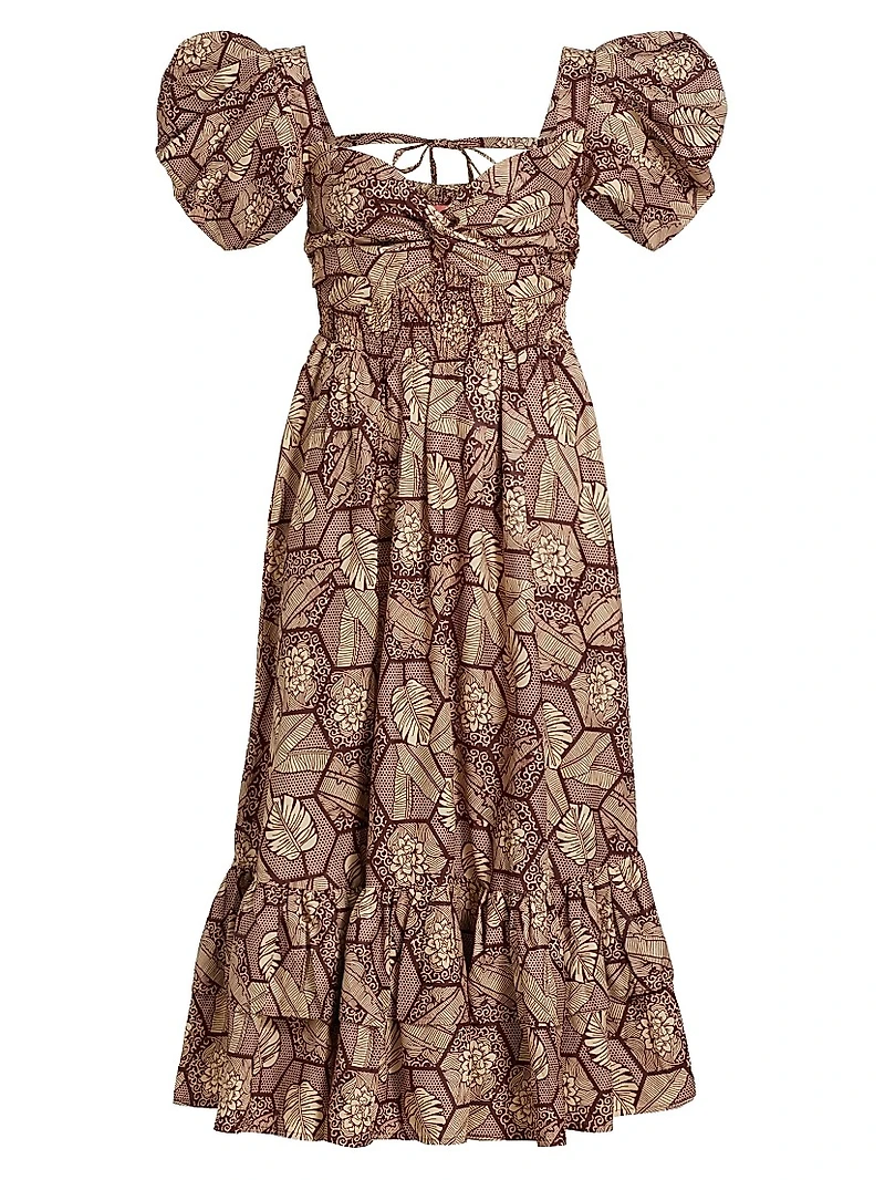 Ogo Puff-Sleeve Midi-Dress