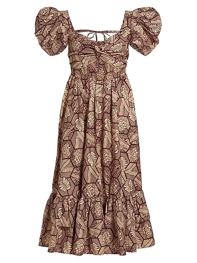 Ogo Puff-Sleeve Midi-Dress