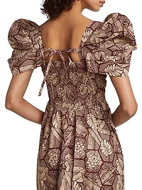 Ogo Puff-Sleeve Midi-Dress