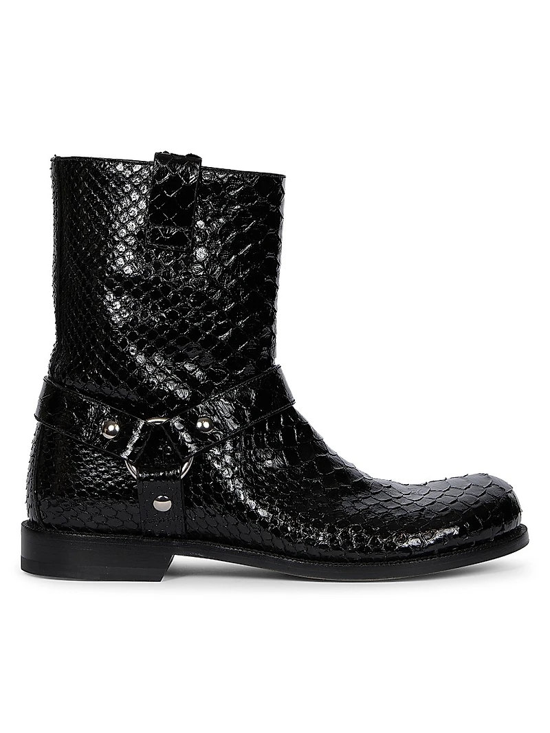 Campo Python & Leather Biker Boots