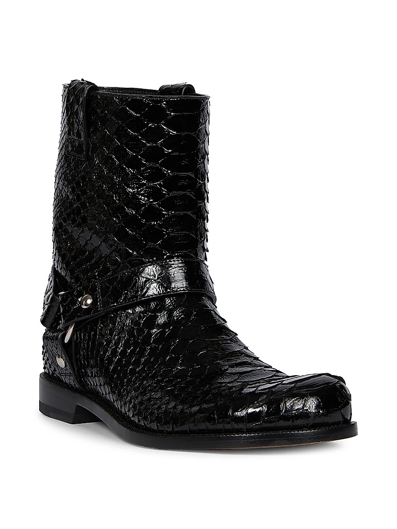 Campo Python & Leather Biker Boots