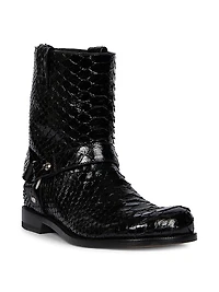Campo Python & Leather Biker Boots