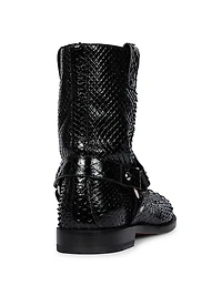 Campo Python & Leather Biker Boots