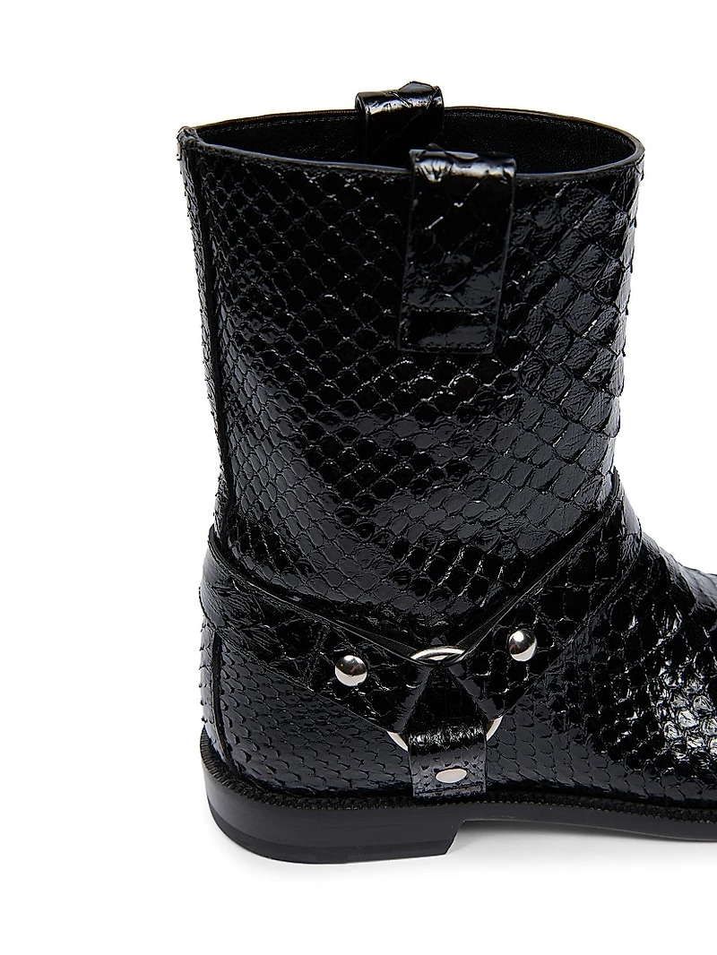 Campo Python & Leather Biker Boots