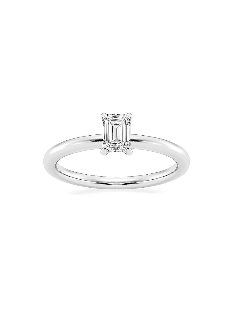 Platinum & Emerald-Cut Lab-Grown Diamond Solitaire Ring/0.50-5.00 TCW