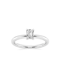 Platinum & Emerald-Cut Lab-Grown Diamond Solitaire Ring/0.50-5.00 TCW