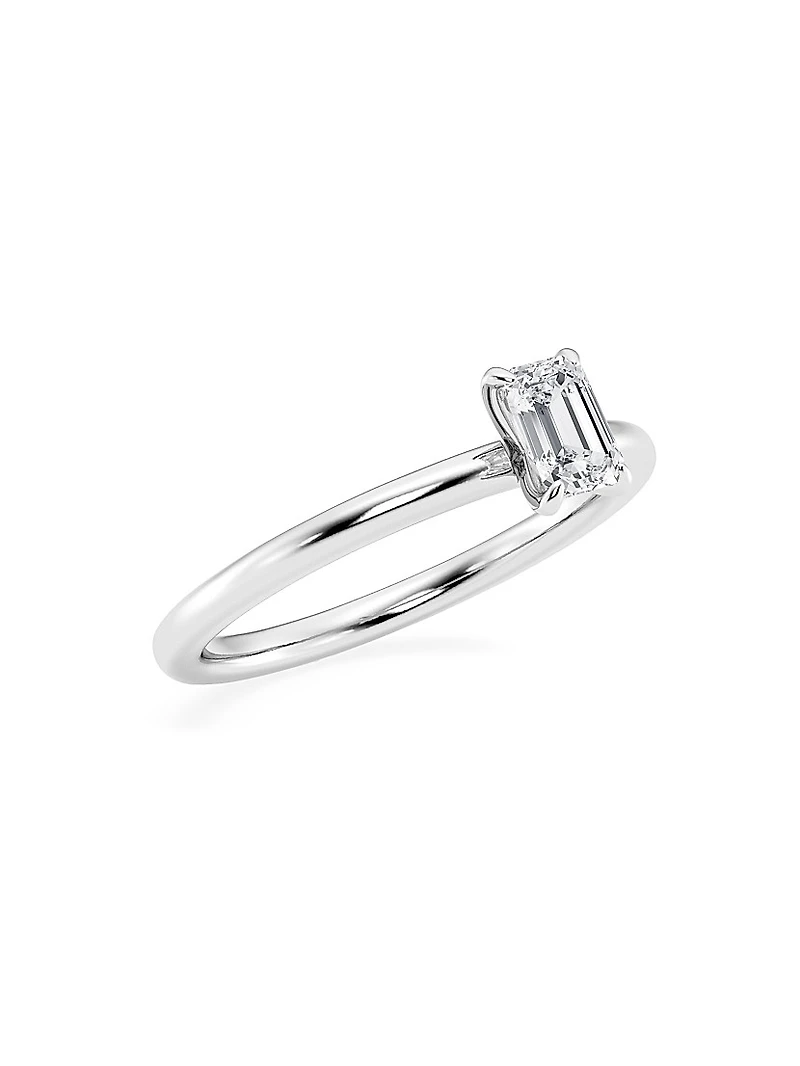Platinum & Emerald-Cut Lab-Grown Diamond Solitaire Ring/0.50-5.00 TCW