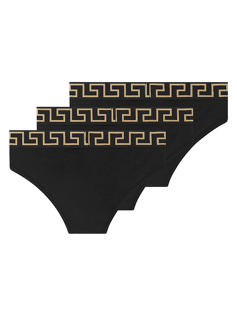 3-Pack Greca Logo Cotton-Blend Brief Set